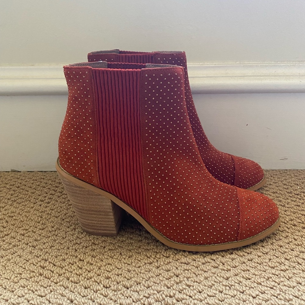 Orange Anthropologie Heeled Ankle Boots - Picture 4 of 5